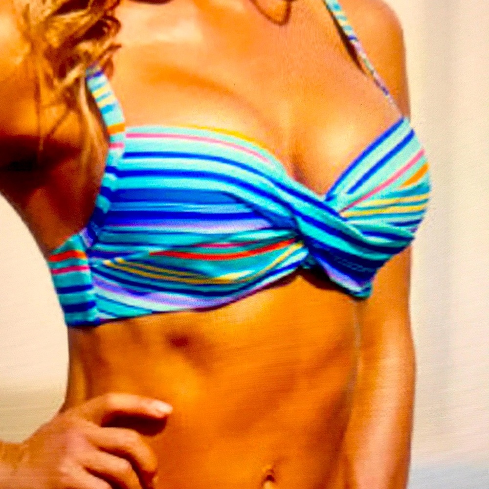Bright stripes padded bikini top